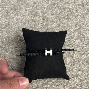 Black Silde Bracelet w/ Silver H